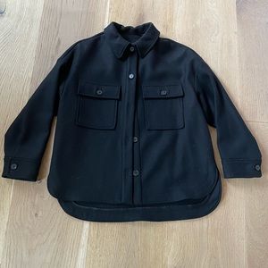 Zara Black Button-Up Jacket Shacket Wool